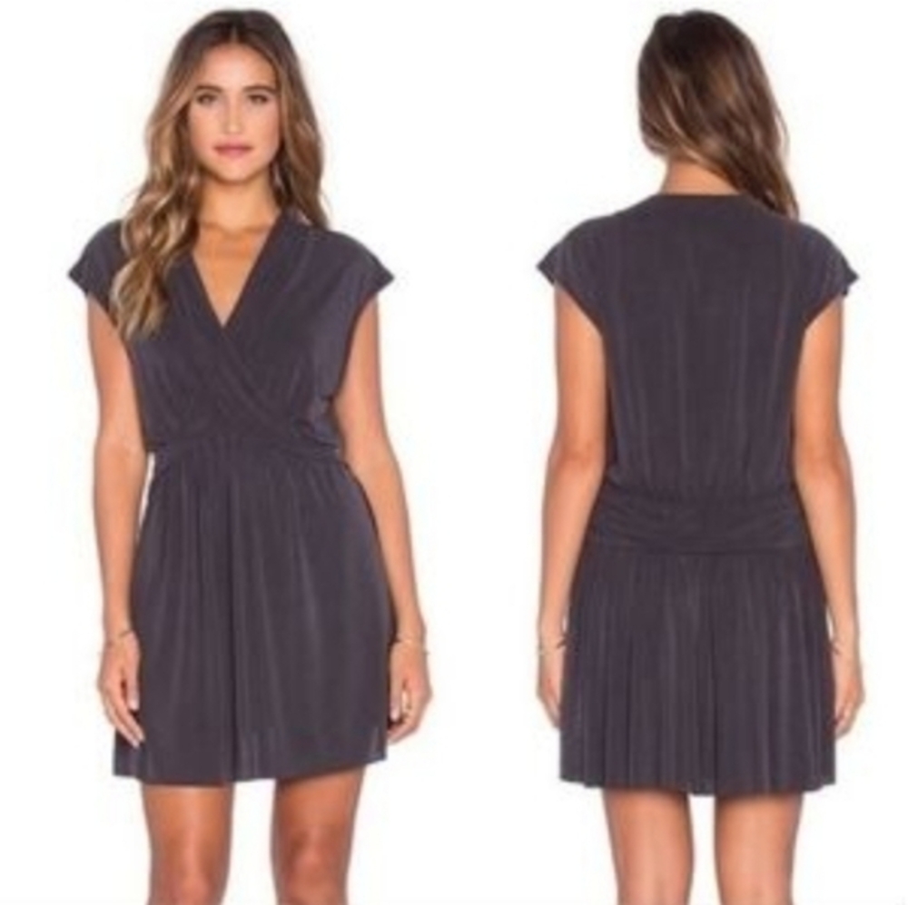 Free People Cupro‎ V neck minidress,XS,charcoal grey
